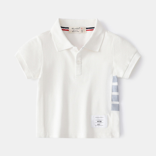 Boys' short-sleeved POLO shirt, summer children's Korean four-stripe short-sleeved wholesale baby casual cotton T-shirt