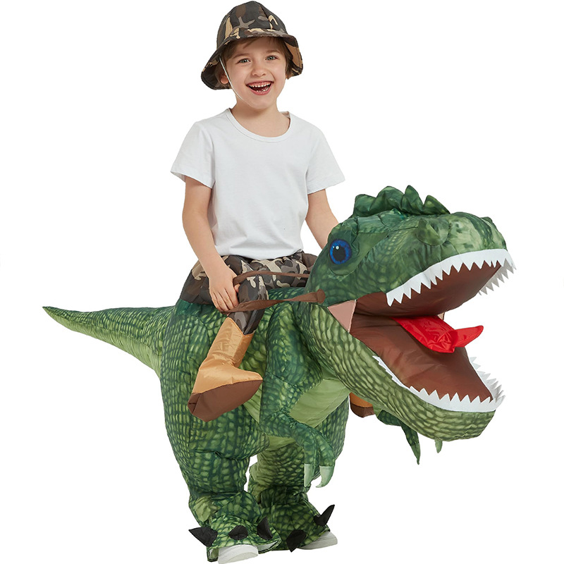 Montar dinosaurio montura Día del niño Disfraces de Halloween Fiesta divertida Tyrannosaurus rex pequeño dinosaurio ropa inflable