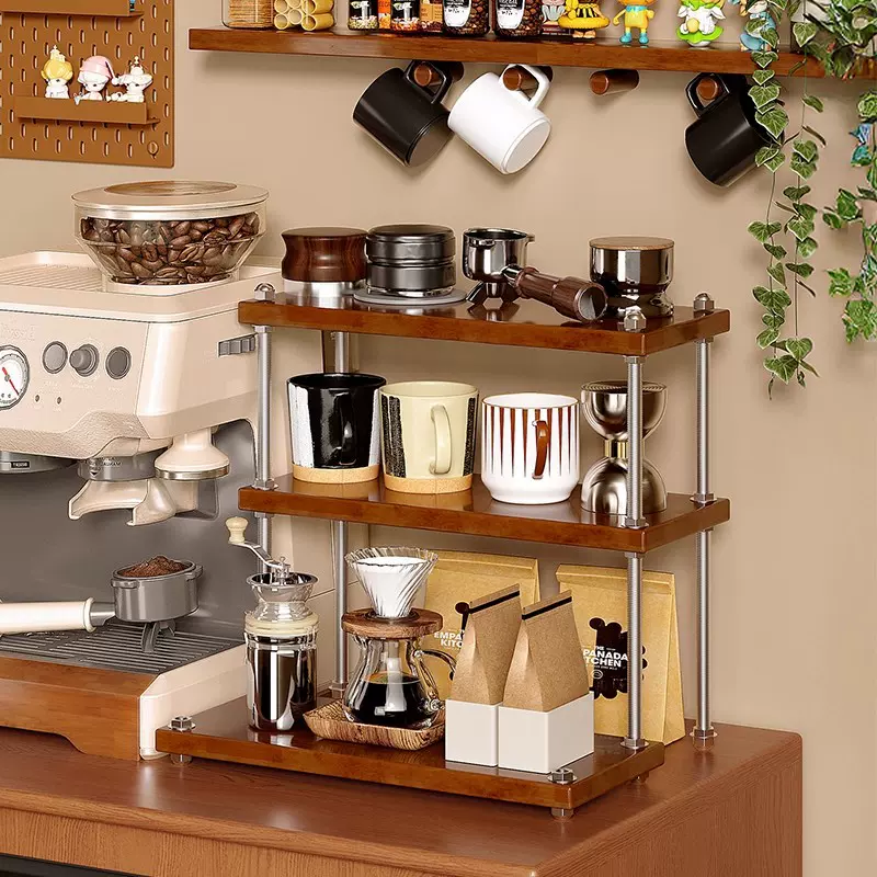 实木杯架水杯茶杯桌面置物架咖啡杯咖啡器皿收纳架子餐边柜吧台架