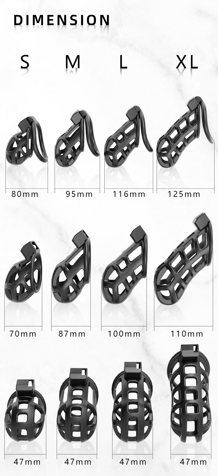 Male Restraint Birdcage Device in ABS and Metal, Manual Lock, S Size — detail image 12