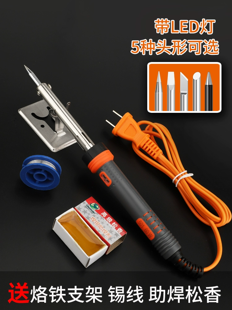 Электрический паяльник с плоским наконечником для пайки и демонтажа, 60 Вт, промышленный класс с постоянной температурой, высокая мощность 100 Вт для домашнего использования.