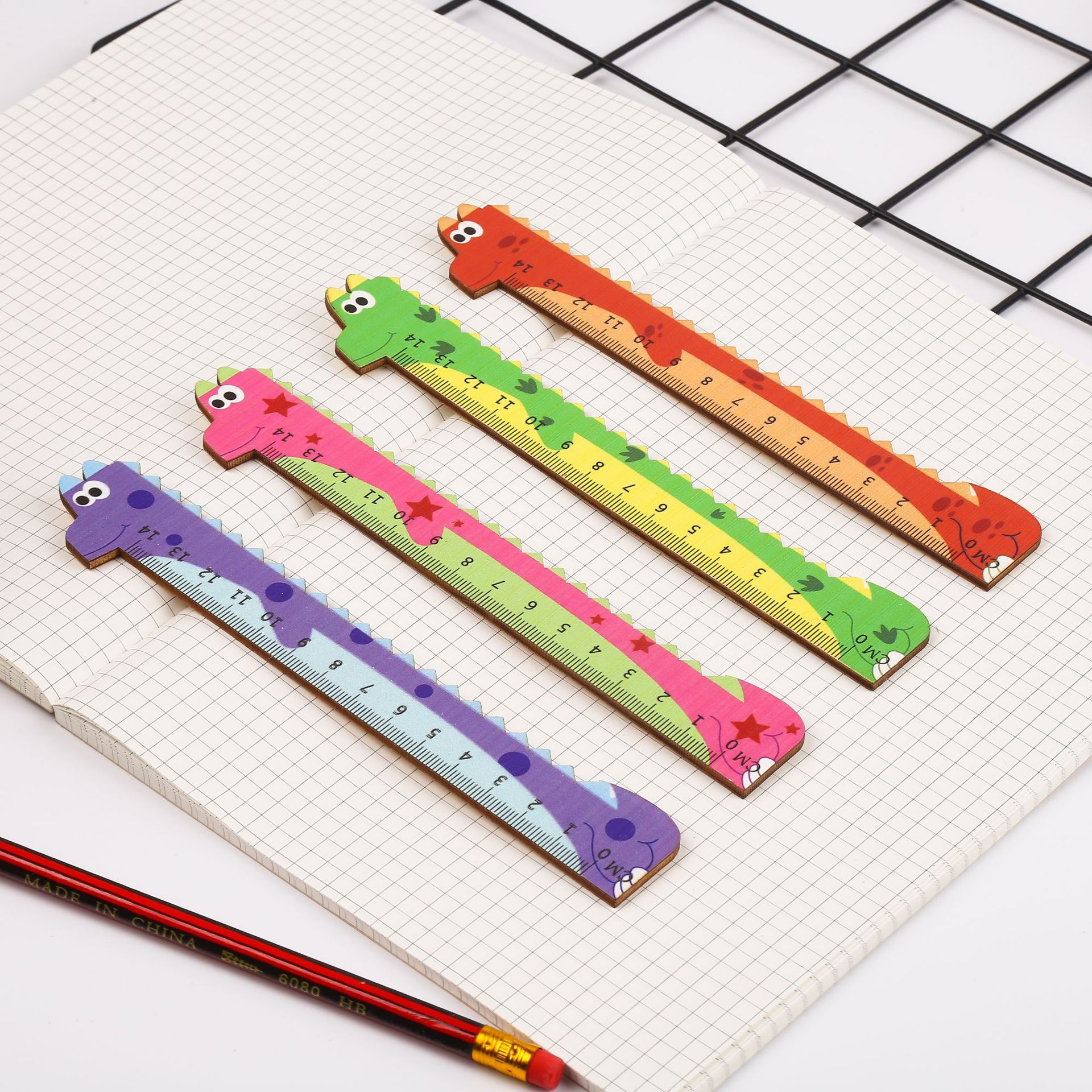 Wooden Dinosaur Ruler, Creative Cute and Fresh Student Gift Drawing Ruler, Factory Wholesale