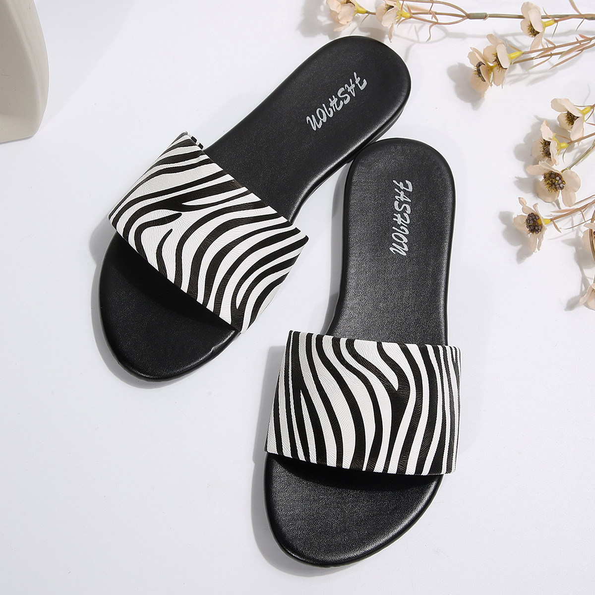 Sandalias Planas para Mujer de Cuero Sintético, Cómodas, para Uso Casual