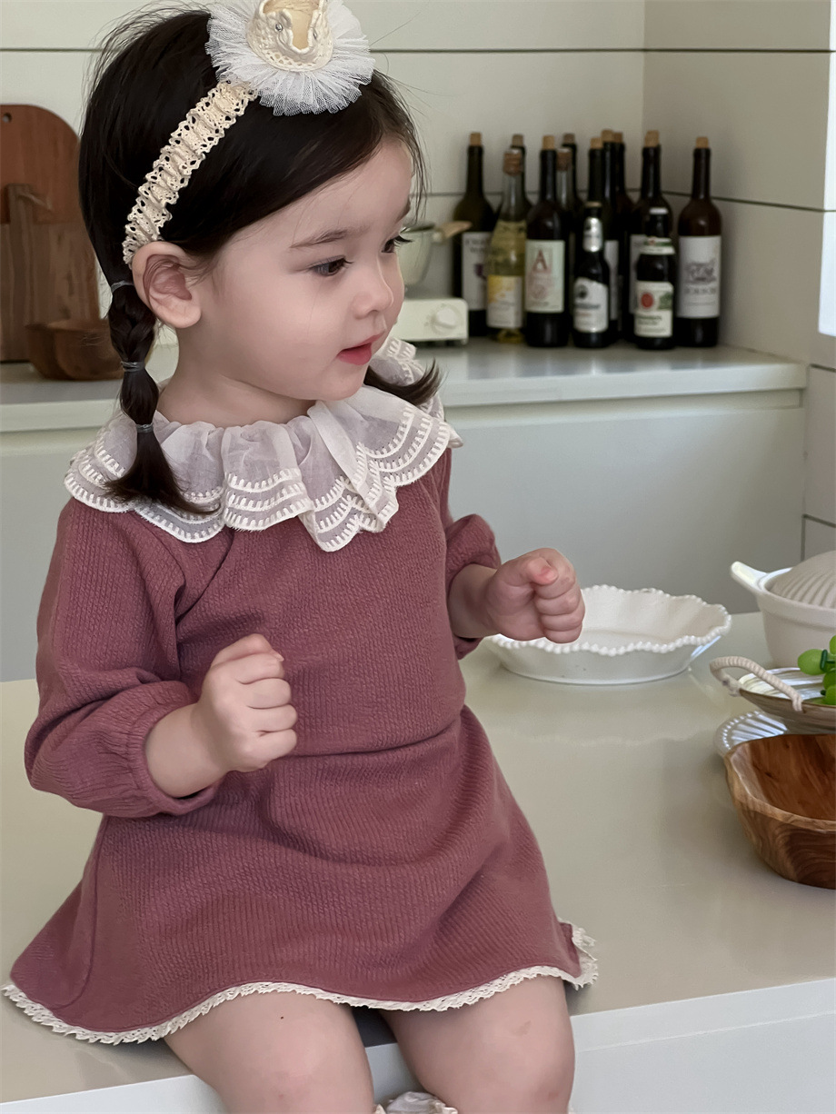 Trajes de primavera para niños ropa de bebé 2025 primavera ropa infantil coreana camiseta de muñeca vestido corto de dos piezas ropa de primavera