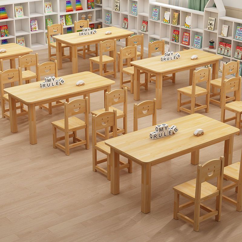 Kindergarten Solid Wood Tables and Chairs Children's Home Learning Tables and Chairs Toys Baby Early Education Handmade Tables Reading and Writing Tables