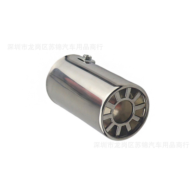 Car Modification 63mm Exhaust Pipe Colorful Silver Stainless Steel Tail Pipe Single Pipe Flower Window Stainless Steel Silencer Tail Pipe