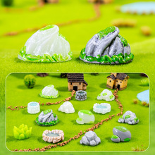 跨境创意仿真石头水井微景观小摆件diy树脂工艺品苔藓园艺造景