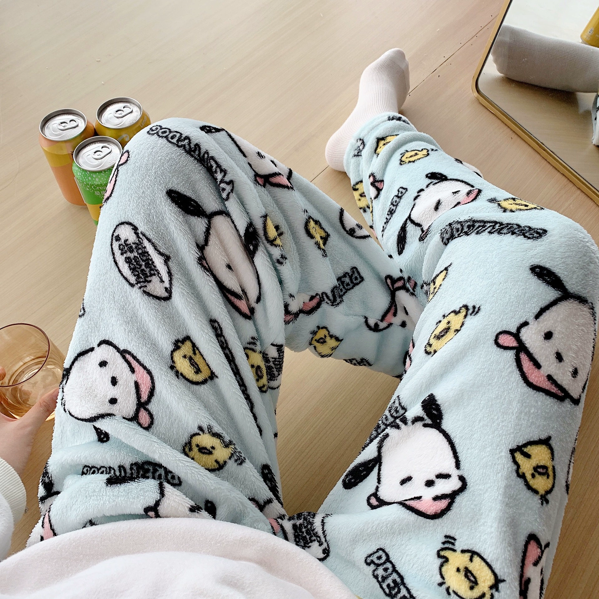 Коттоновые штаны в клетку для демисезона, кораллово-вельветовые тёплые леггинсы для отдыха, увеличенная толщина
