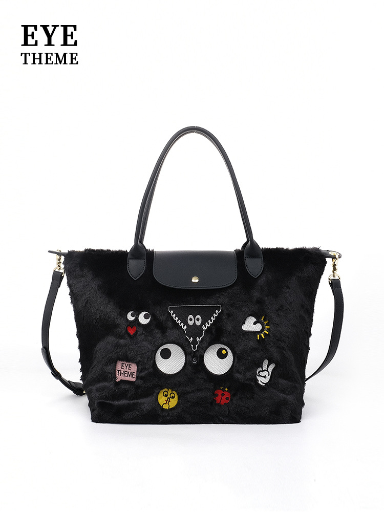 Otoño y invierno de gran capacidad bolso de peluche damas bordado peludo nicho de gran capacidad bolso de mochila 2714 #