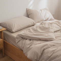 Northern European 100% Cotton Washed Cotton Bedding Set Four-Piece Set Including Cotton Quilt Cover and Sheet Set, All-Cotton Student Dormitory Three-Piece Bedskirt Style