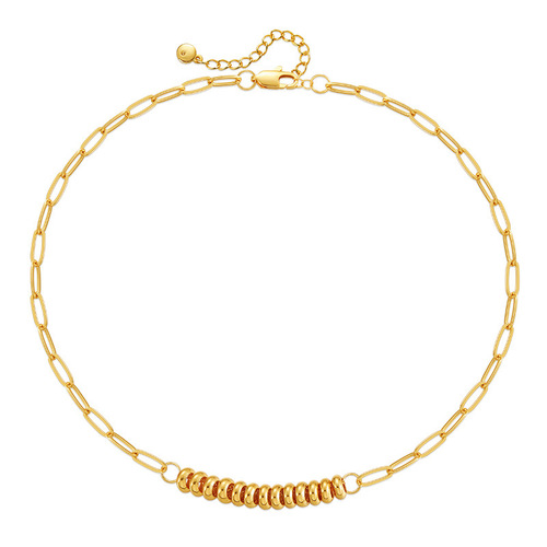 Gold-plated neutral European and American heavy metal chain lockets with small gold balls, irregular retro necklace