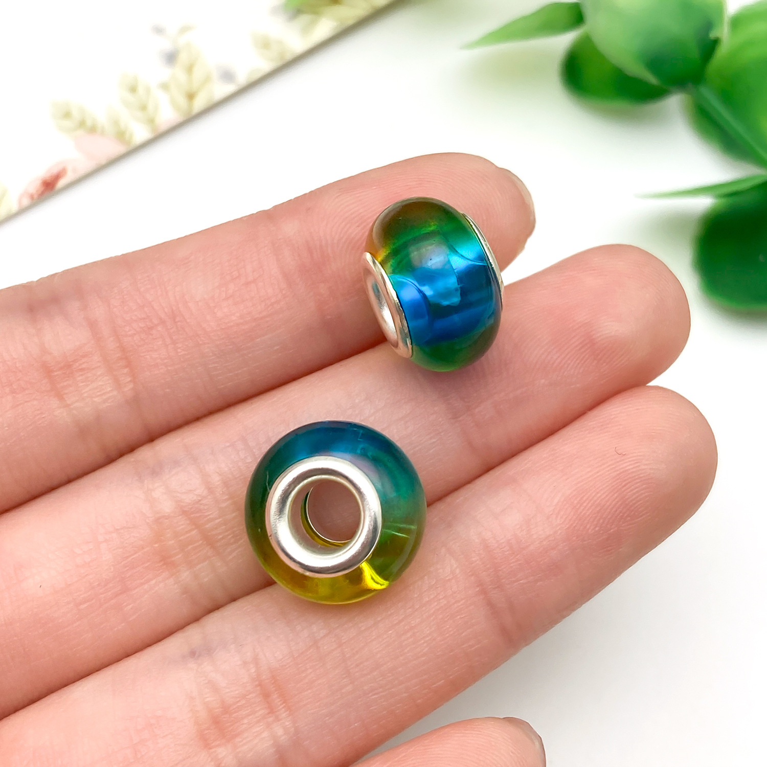 13174-D-蓝绿渐变双色树脂圆形潘家大孔珠子13mm-1