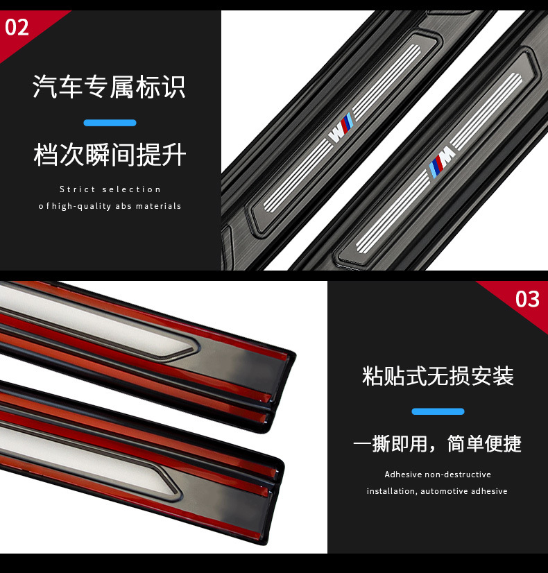 Suitable for 16-25 Models of Bmw New X1 Door Sill Strips, Welcome Pedal Protection, Door Sill Anti-Kick Interior Modification Rear Guard Plate