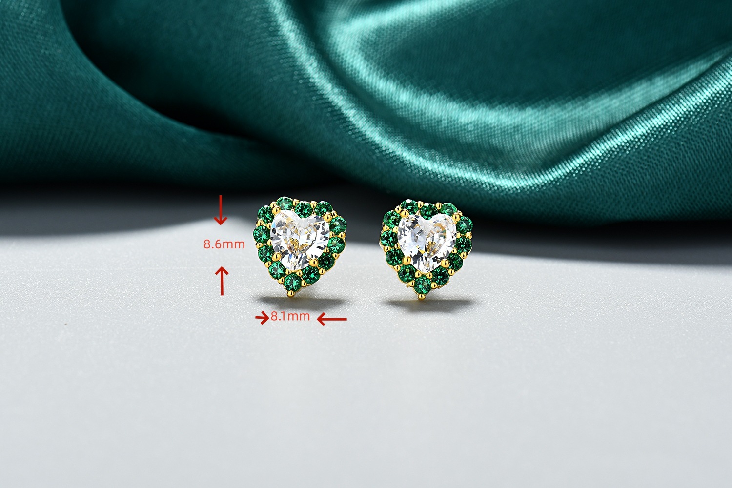 1 Pair Basic Heart Shape Inlay Copper Zircon Ear Studs display picture 5