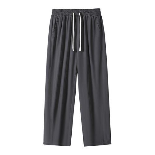 Men's Summer Thin Loose Straight Leg Pants with Sheer Feel, Quick-Drying Sport Pants, Wide Leg Casual Long Pants