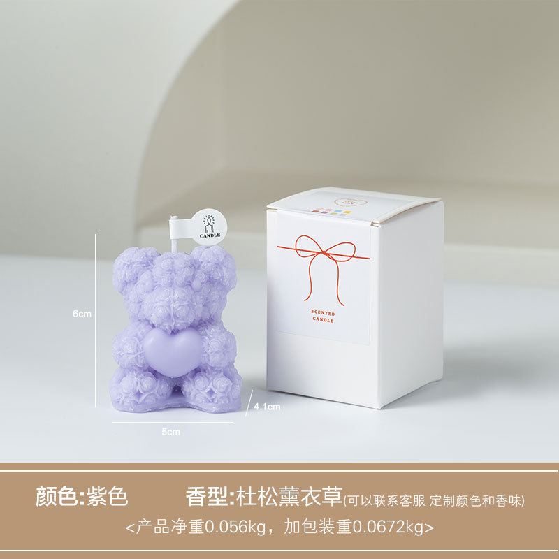 Love Rose Bear Velas de aromaterapia Lindo Festival de Tanabata Regalos creativos Atmósfera de aromaterapia Recuerdos Adornos decorativos