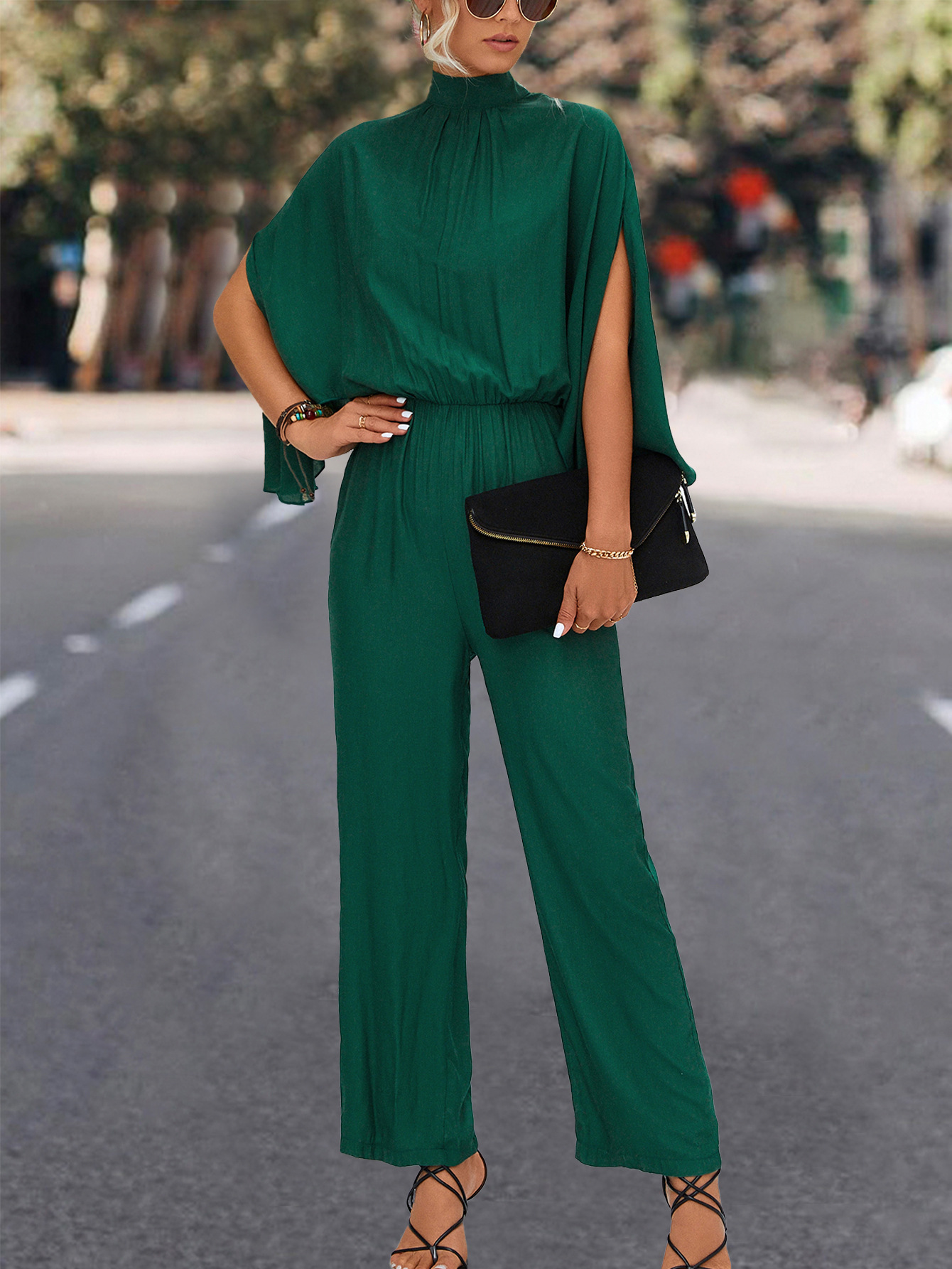 Spring Summer Women Clothing Stand Collar Jumpsuit