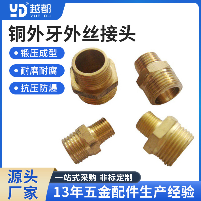 4分外丝变2分外丝铜外牙直通接头波纹管进水管对接短丝厂家直销