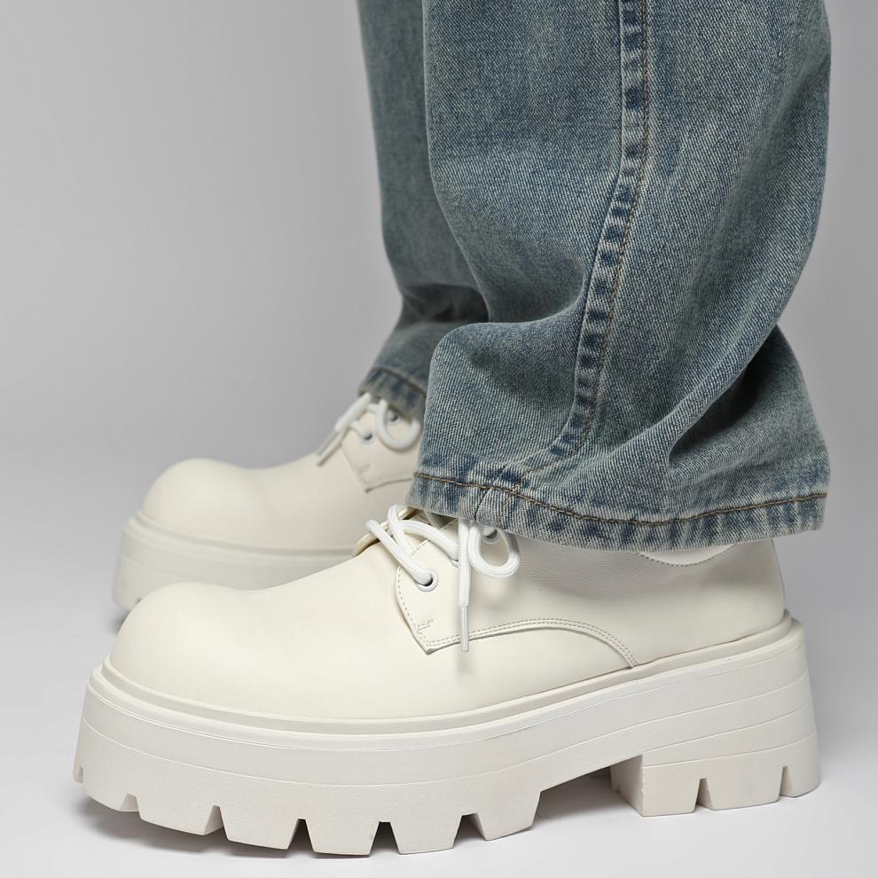 Chaussures en cuir décontractées pour hommes ShoeVault Cleanfit New Fashion Derby style britannique à gros orteil_voghion.com