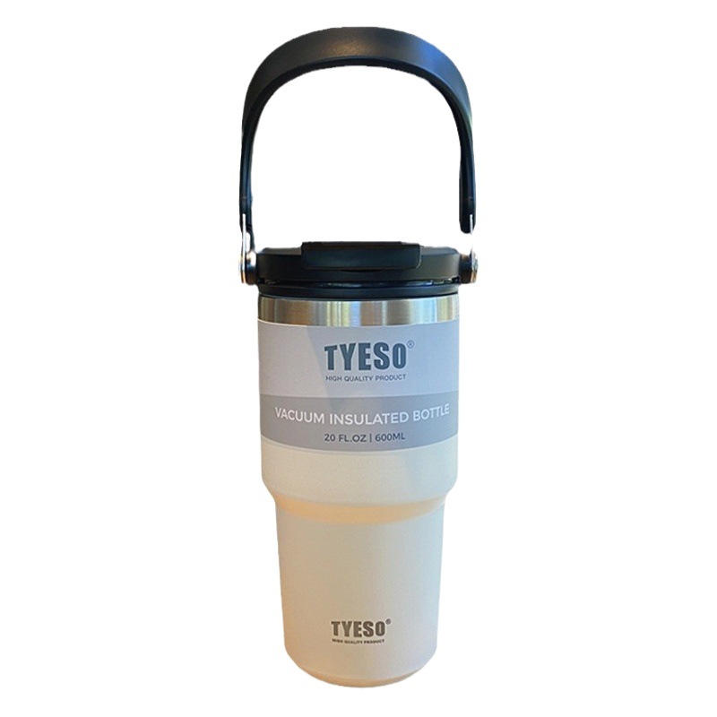 TYESO helado taza portátil doble bebida de gran capacidad acero inoxidable 304 coche vacío con paja taza café frío preservación