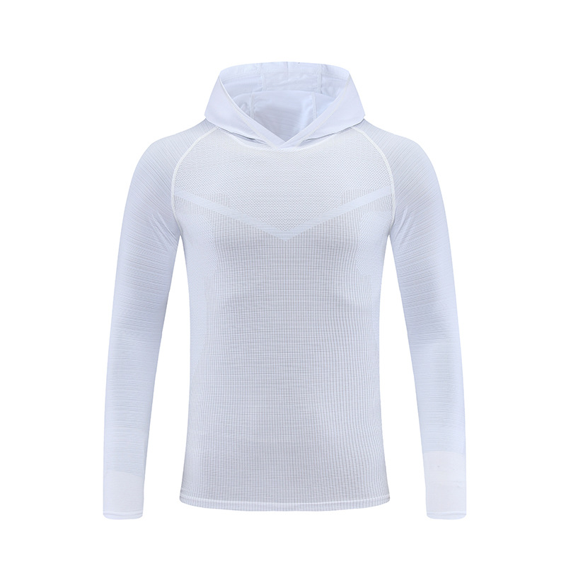 Camiseta de manga larga de primavera y otoño de Los Hombres de Seda de Hielo delgada con capucha transpirable deportes Top suelta casual marca de moda Camiseta de los hombres