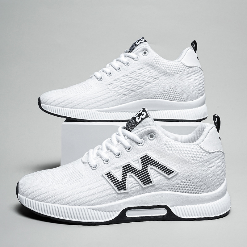 Spring and Summer new mesh flying woven inner height increasing men's shoes invisible inner height increasing 6 cm8cm plus size cross-border lace-up white shoes Spring and Summer new mesh flying woven inner height increasing men's shoes invisible inner height increasing 6 cm8cm plus size cross-border lace-up white shoes