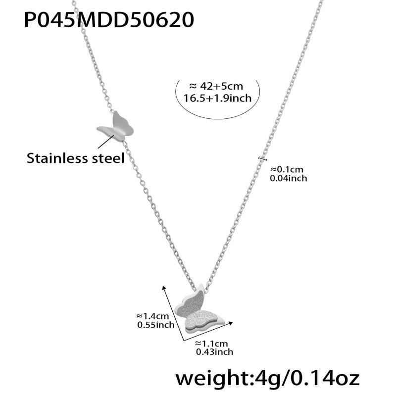 Mili 18K ゴールド立体蝶ネックレスリングイヤリングクロスボーダーヨーロッパとアメリカの軽い高級チタン鋼レディースセット色あせしません|undefined