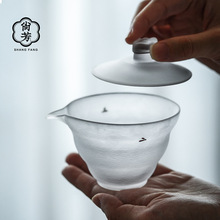 加厚玻璃蓋碗家用功夫茶具泡茶杯耐高溫不燙手琉璃手抓壺