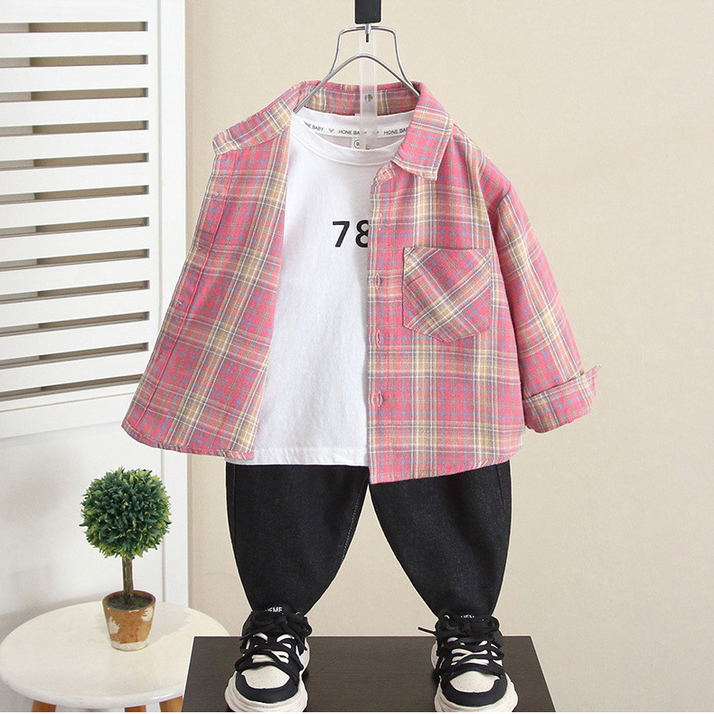 6242 Camisa de manga larga para niños Otoño 2025 Nuevo bebé Camisa fresca y guapa para niños Primavera y otoño Abrigo fino Tendencia