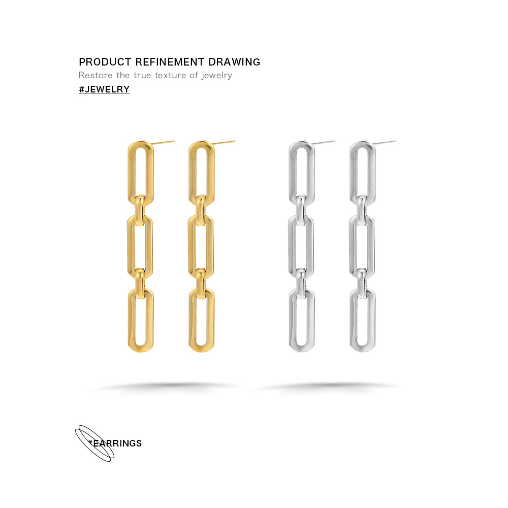 French Style Geometric Stainless Steel Earrings Plating Stainless Steel Earrings