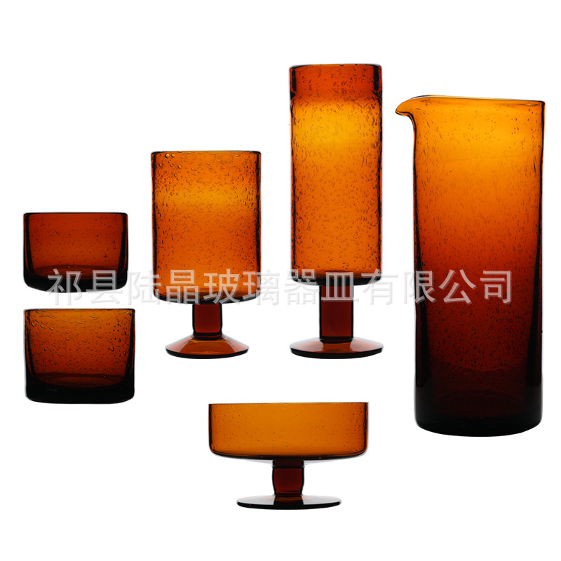 Serie ámbar hervidor taza fría burbuja de vidrio postre vino marrón taza de agua hervidor de agua