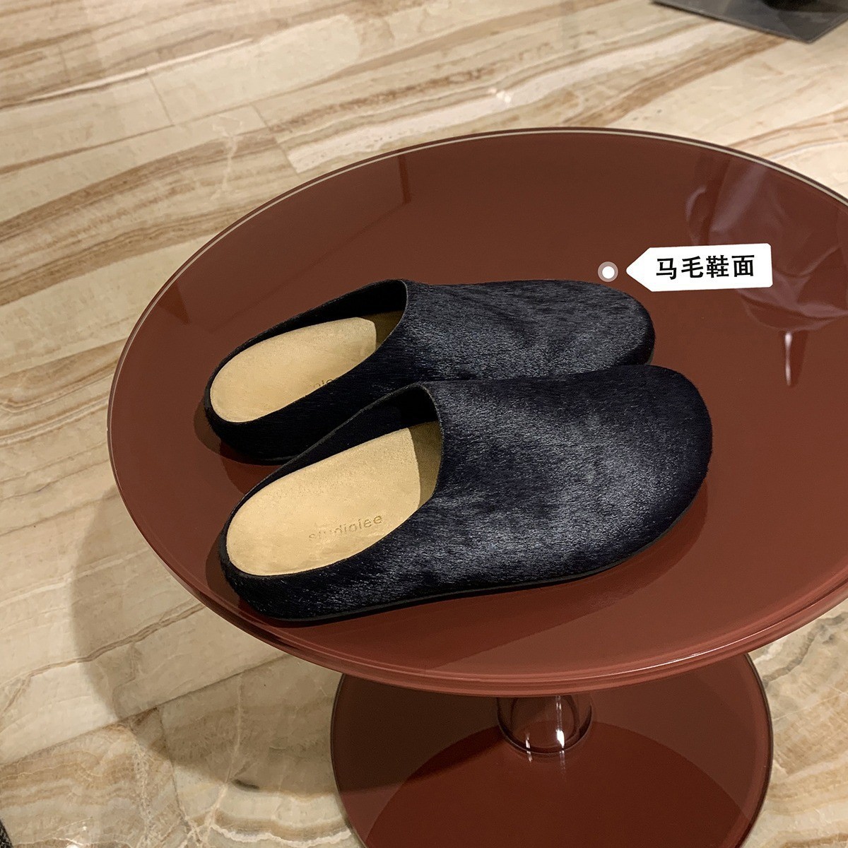 Versión de cuero de vaca ~ Grape Madre con el mismo estilo de roe viento un pie pedale medio paquete de zapatos de mujer Bocken zapatillas casuales Bocken