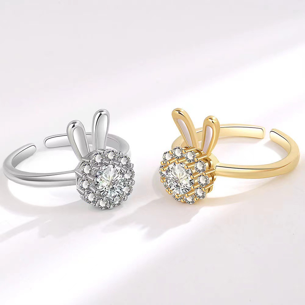 Style Simple Lapin Le Cuivre Zircon Anneau Ouvert En Masse display picture 2