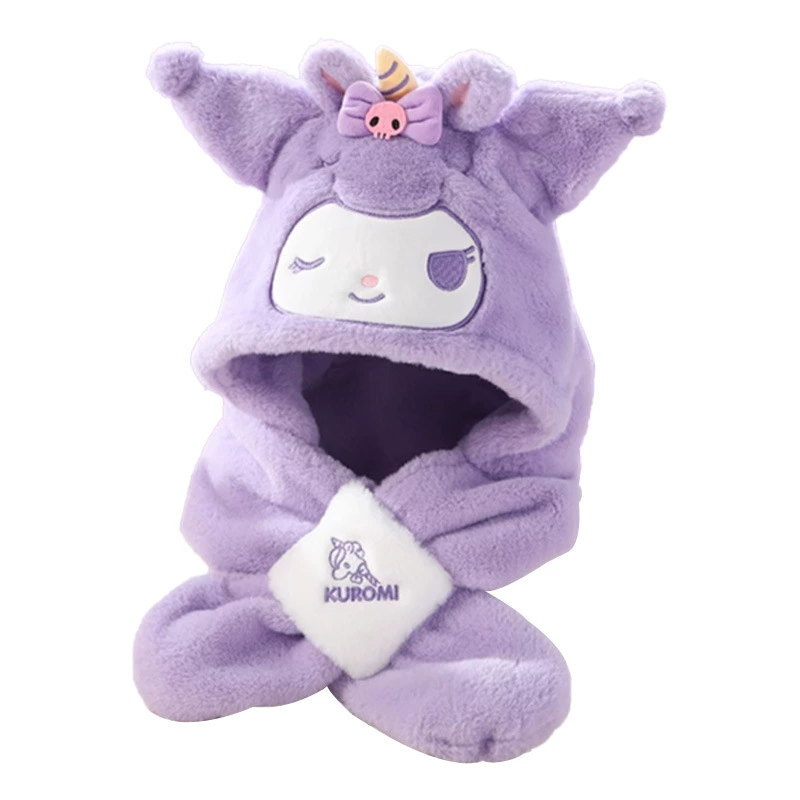 Sanrio, genuine children's velvet hat, keep warm scarf, set