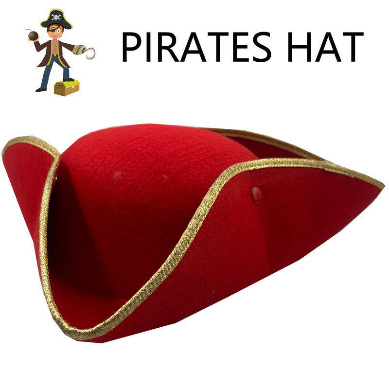 万圣节表演道具儿童演出头饰头成人海盗船长装扮加勒比海盗帽子