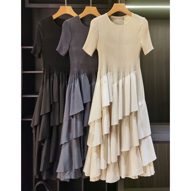 Summer New Solid Color Fine Toothpick Lace Heavy-Duty Spiral Lace Cake Dress Slimming Plus Size Women's Dress Summer New Solid Color Fine Toothpick Lace Heavy-Duty Spiral Lace Cake Dress Slimming Plus Size Women's Dress