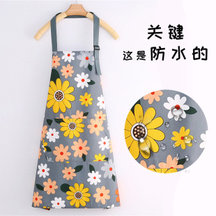 Fresh flower hanging neck kitchen anti-fouling apron female logo apron spring and autumn sleeveless cooking apron factory direct approval