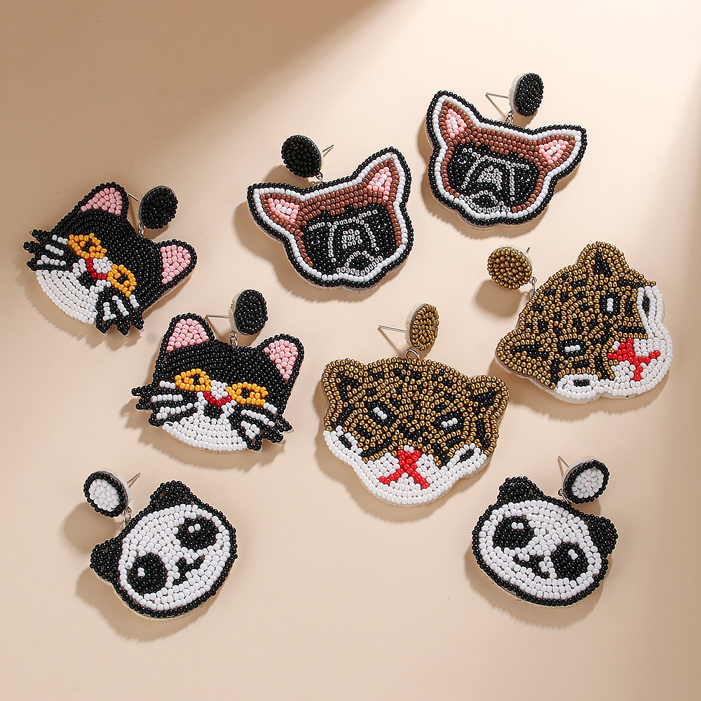 1 Pair Simple Style Dog Panda Amazing cat Alloy Plastic Resin Drop Earrings display picture 11