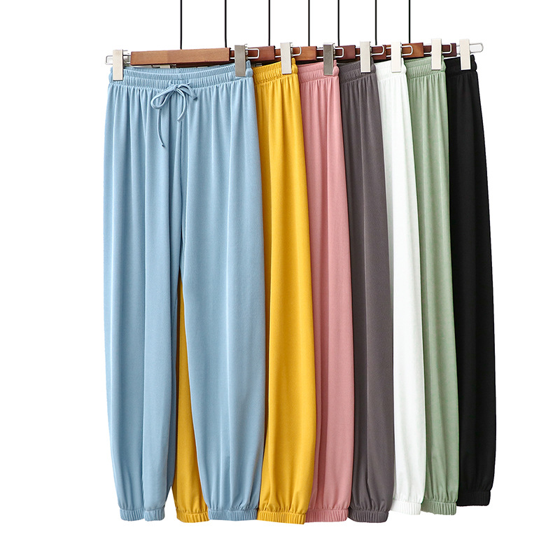 运动裤女2021新款冰丝裤女夏季薄款可外穿防蚊裤束脚休闲空调裤子|ms