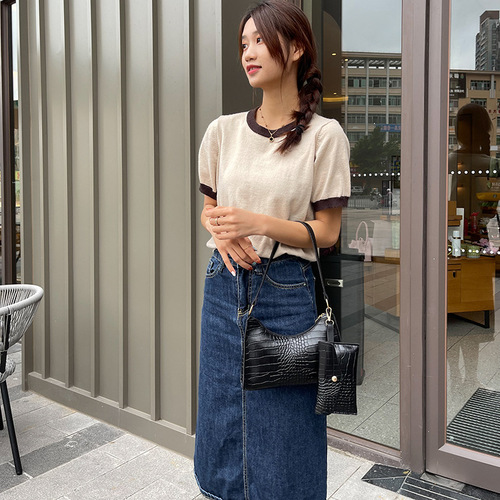 Crocodile pattern armpit bag  new fashion women's bag mother bag foreign trade wholesale two-piece set bag shoulder bag