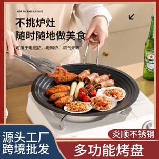 Maifan Stone Grill Pan for Home Induction Cooker, Korean-Style Barbecue Pan, Outdoor Multifunctional Special Grill Pan, Camping Iron Plate
