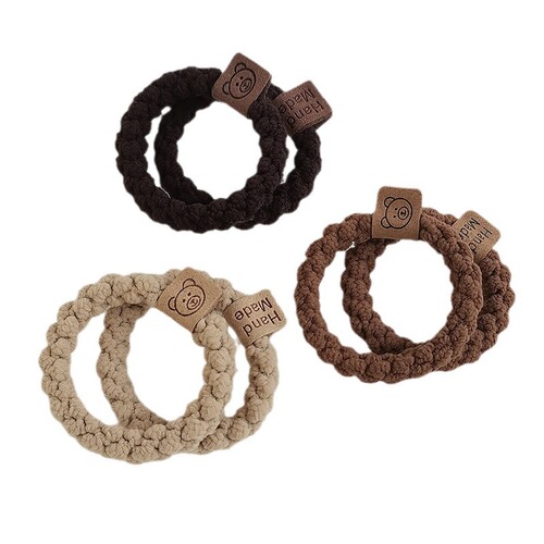 Fashionable and Cute Autumn/Winter Headband with Small Bear Hair Ties for Women, Stylish Velcro Hairband, Plush Hair Ring, High Elasticity, Durable Hairband