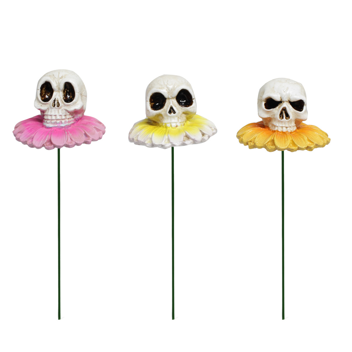  New Halloween Skull Worm Skull Sculpture Flower Pot Plug-in Garden Decoration Resin Ghost Head Plug-in 