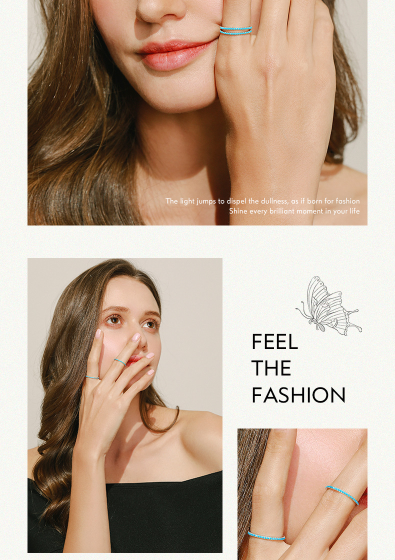 Fashion Round Silver Plating Inlay Turquoise Rings 1 Piece