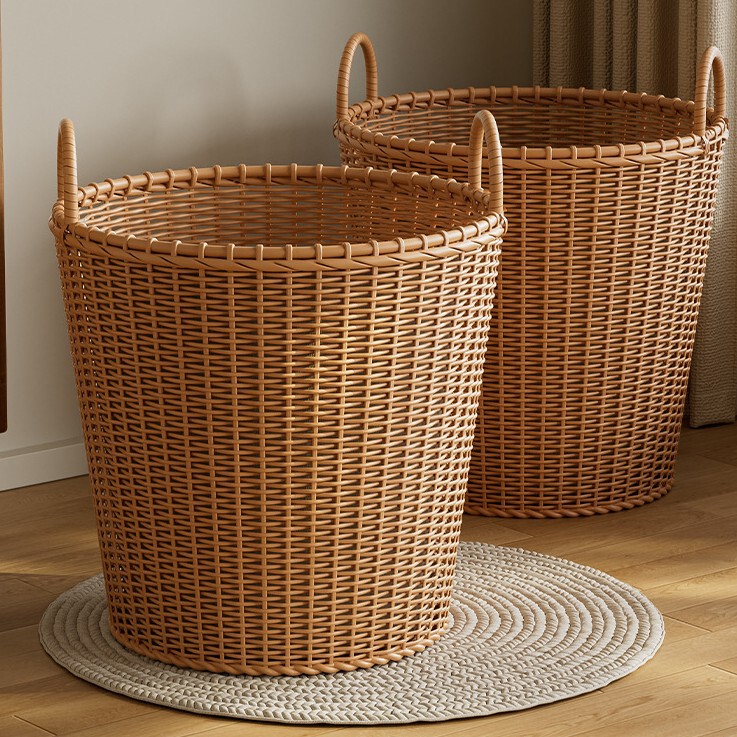 Bathroom Storage Basket Dormitory Dirty Clothes Basket Household High-Looking Dirty Clothes Storage Basket Imitation Rattan Dirty Clothes Basket Bathroom
