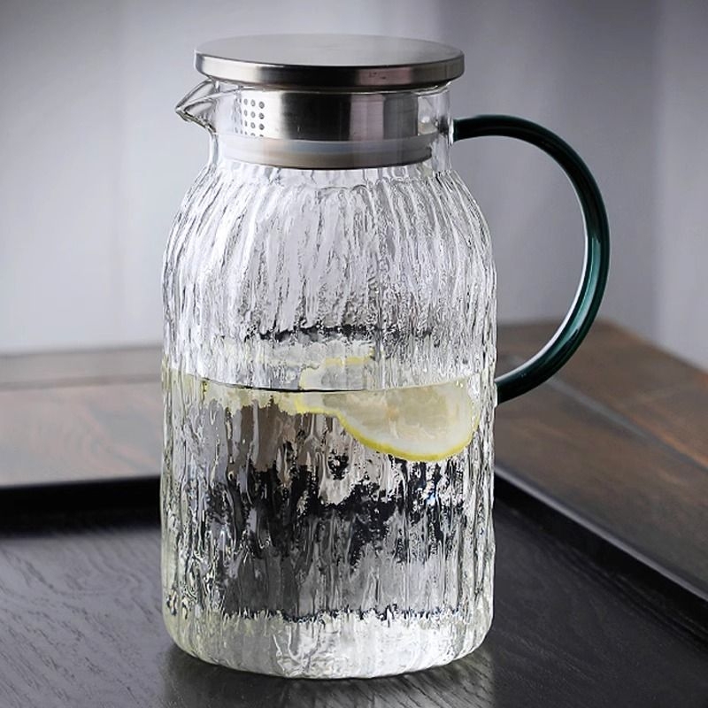 Tree Bark Pattern High Borosilicate Glass Cold Water Pitcher, Large Capacity for Home Use, Living Room Glass Fruit Tea Pitcher, High Aesthetic Cold Water Jug