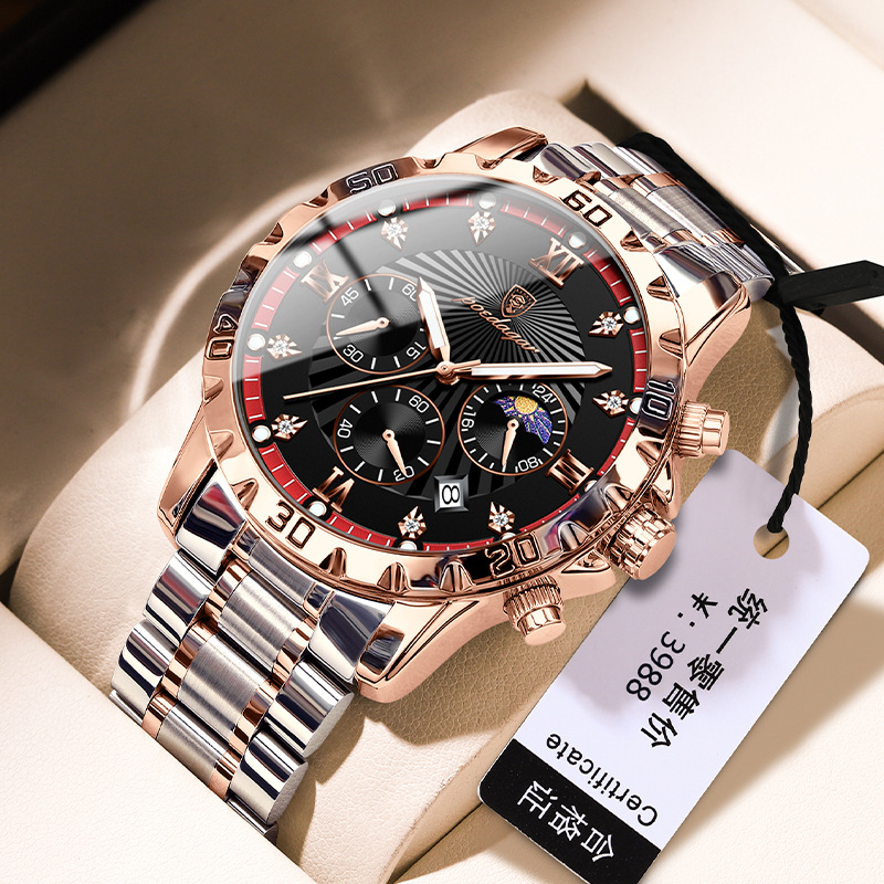 Marca suiza multifuncional reloj de cuarzo para hombre moda reloj luminoso para hombre en vivo comercio exterior estilo caliente entrega de una pieza