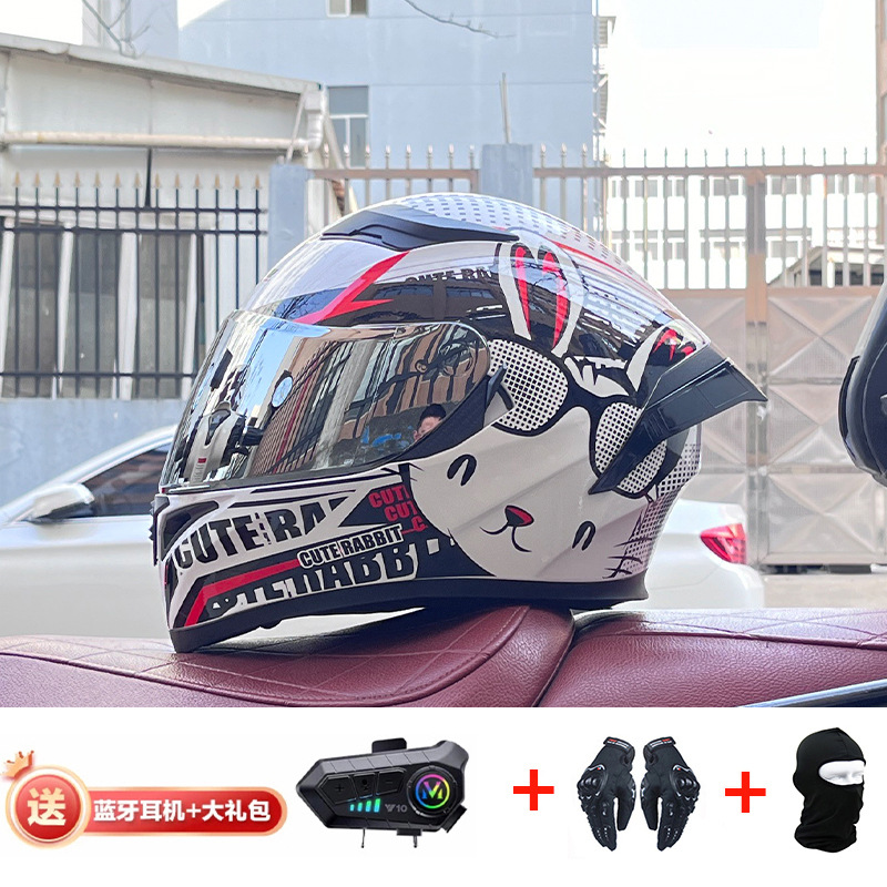 Casco de cola grande de motocicleta Jiekai Casco completo con auriculares Bluetooth Casco de conducción de motocicleta eléctrica de cuatro estaciones para hombre