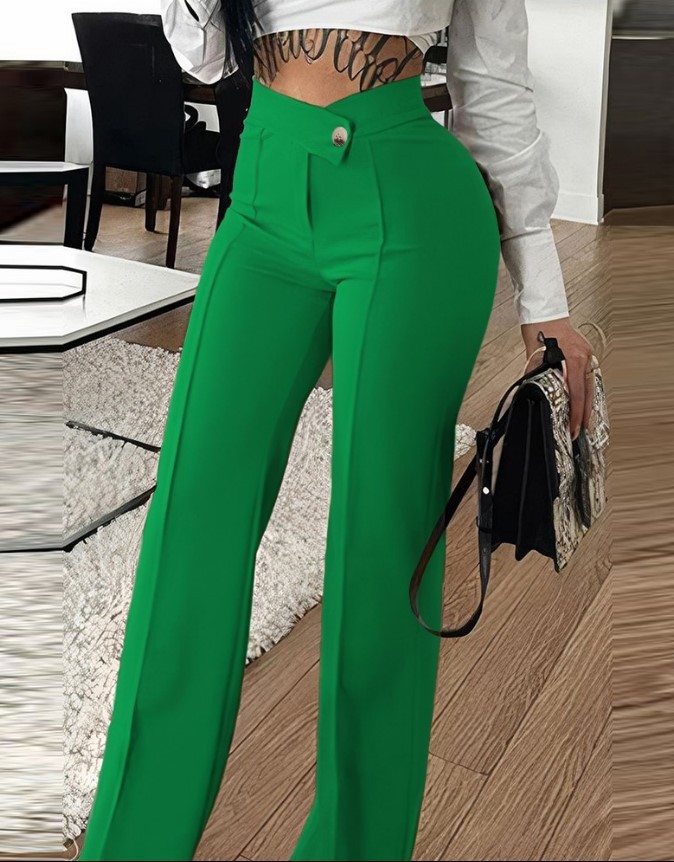 High Waist Flared Wide Leg Pants for Women Elegant Office Casual Chic Stretch Polyester Trousers Comfort Fit Multiple Colors_ecoleips.com