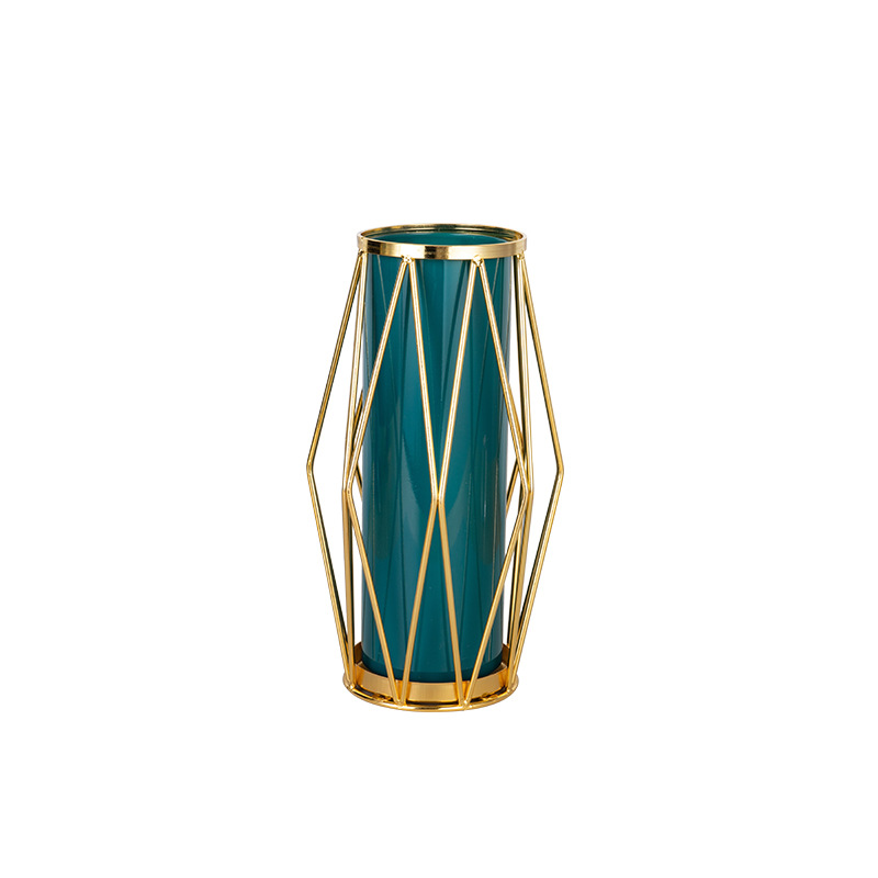 Fábrica al por mayor florero de vidrio de hierro forjado decoración hidropónica flor seca planta verde florero sala de estar comedor Mesa TV gabinete Decoración